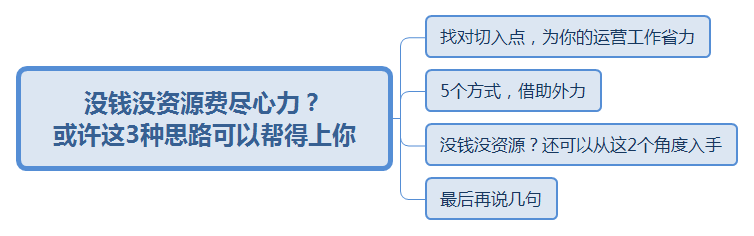 致运营：没钱没资源费尽心力？或许这3种思路可以帮到你